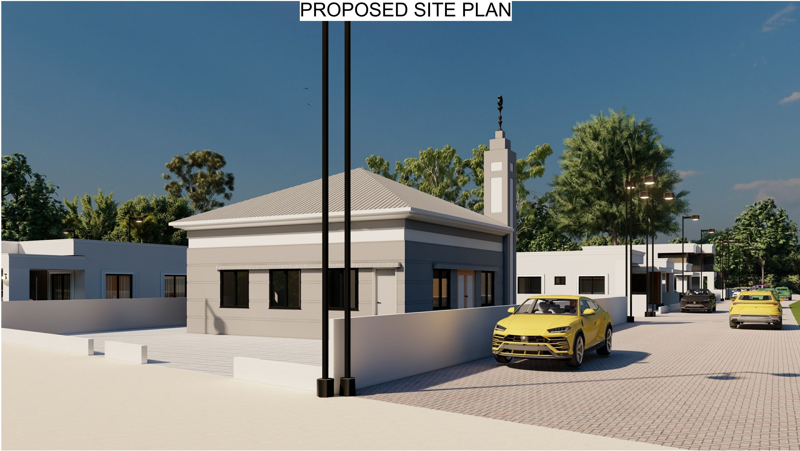 Rendering of the on-site mosque at Sanyang Estate
